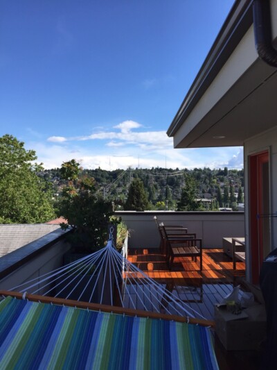 Roof top deck transformed with raised pedestal mounted wood tiles Roof top deck transformed with raised pedestal mounted wood tiles