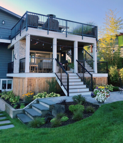 Allotting space for planting beds next to the covered porch serve to integrate the covered outdoor area within the garden
Photo Courtesy of Client Allotting space for planting beds next to the covered porch serve to integrate the covered outdoor area within the garden